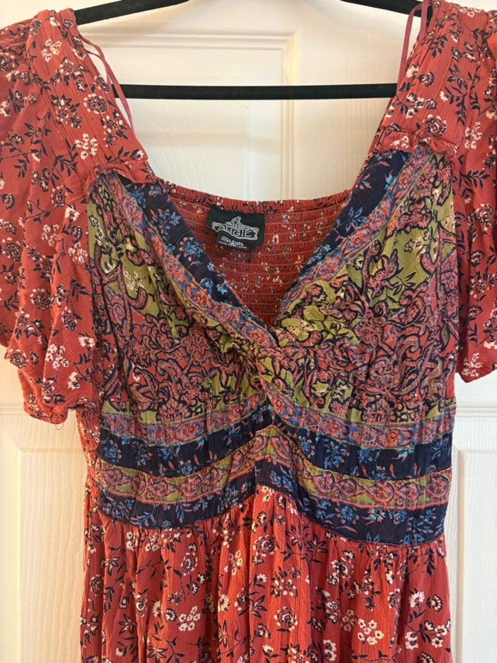 Angie Rust Floral Mixed-Print Maxi Dress - Picture 2 of 5